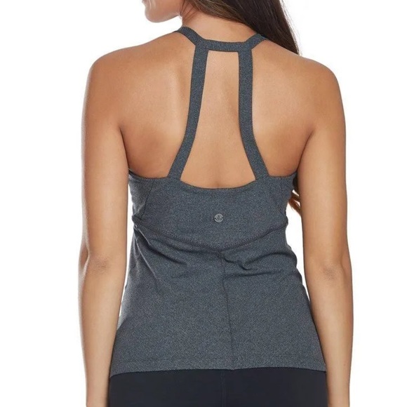 Prana Tops - Prana fitted tank V neck grey stripe Albia double strap racerback